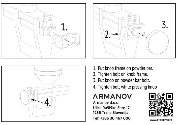 Armanov Clickable Powder Thrower Adjustment Knob Small Powder Bar