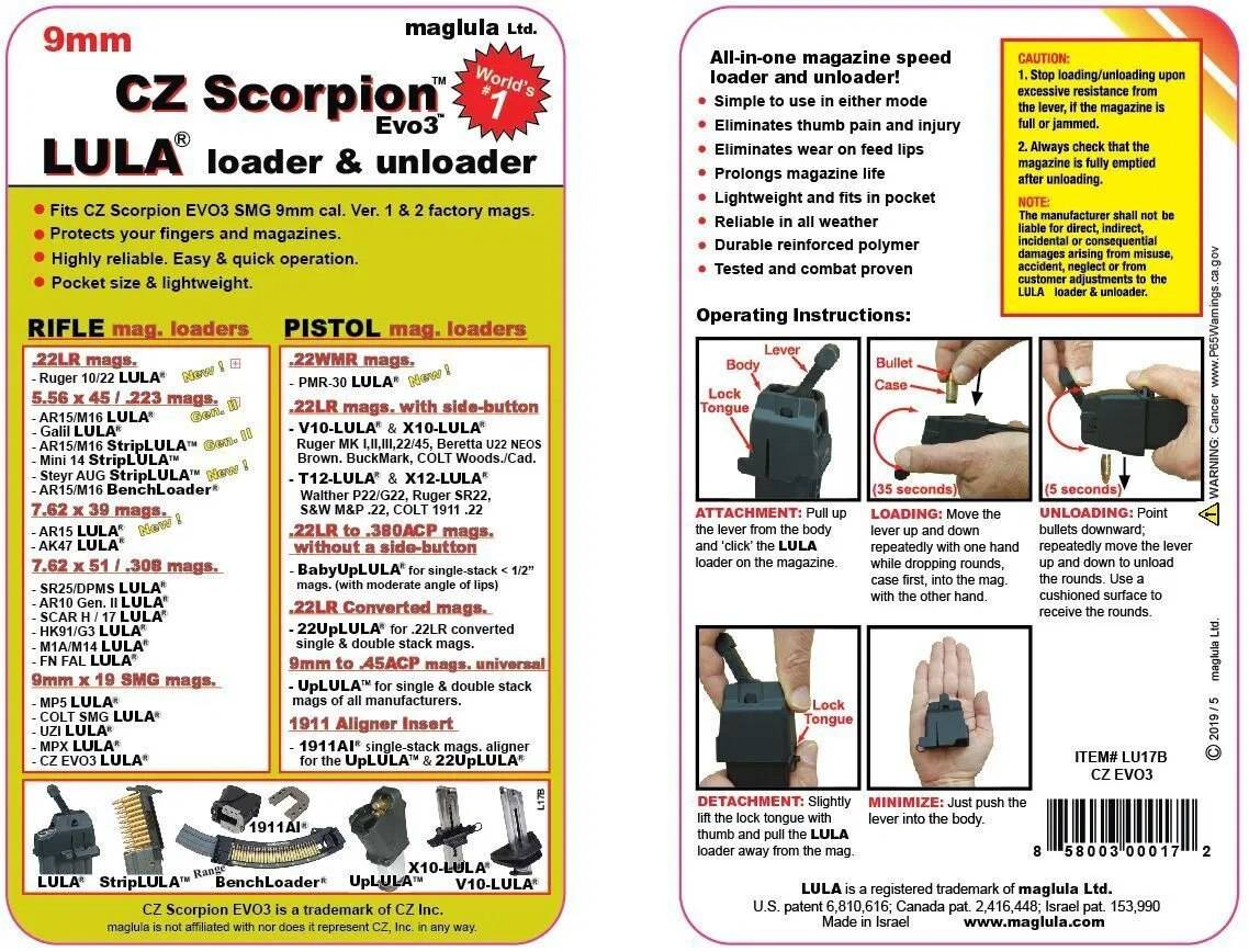 CZ Scorpion EVO-3 LULA™ – 9mm Magazine loader and unloader