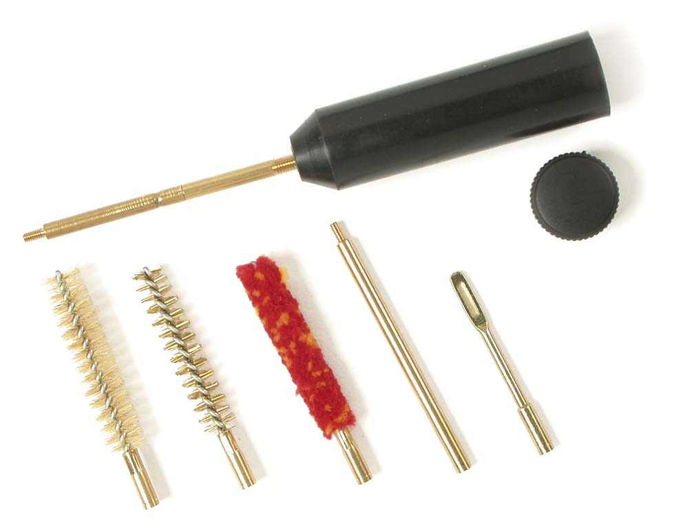 Blister: Pocket cleaning kit with brass rod 2pcs (1 rotating + 1 fix) – 3 brushes – loop cleaner