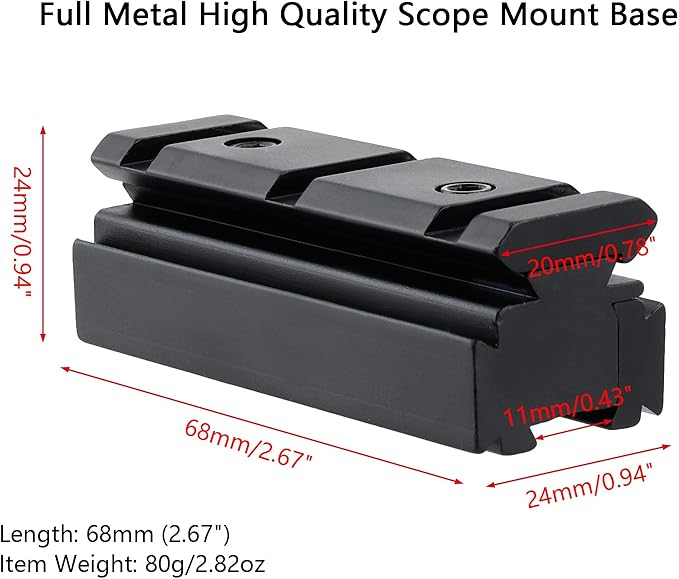 Higoo® Aluminum Alloy 11mm to 20mm Rail Scope Mount Base Adapter