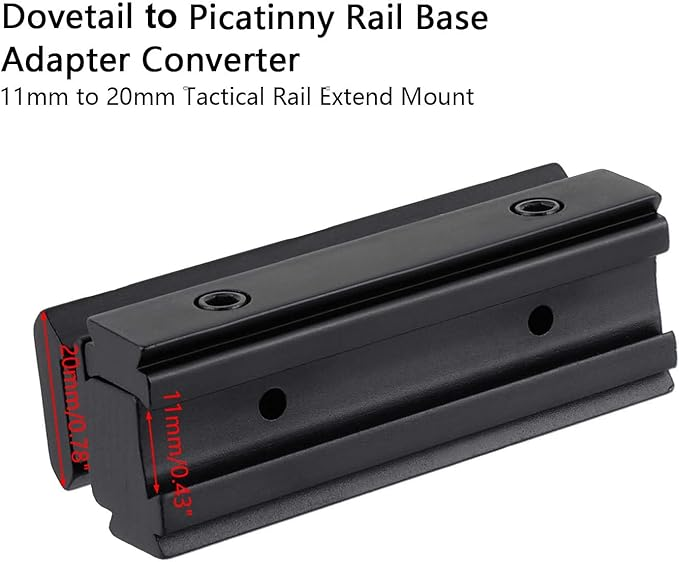 Higoo® Aluminum Alloy 11mm to 20mm Rail Scope Mount Base Adapter