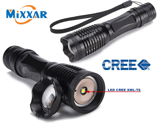 Cree zaklamp XML T6 High Power Led 2000 Lumen - Zwart