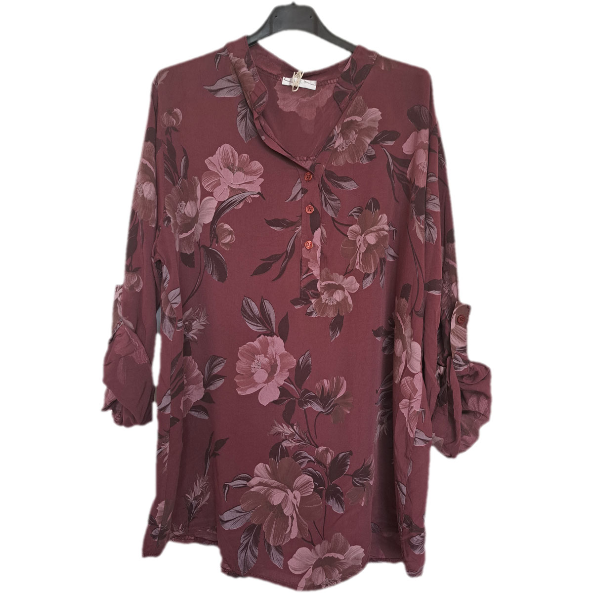 Viscose blouse met print bordeaux rood