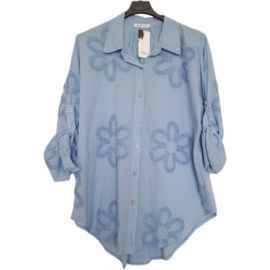 blauwe blouse
