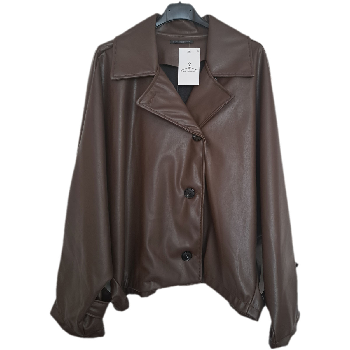 Leatherlook jasje chocoladebruin