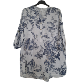 blouse met print wit-blauw