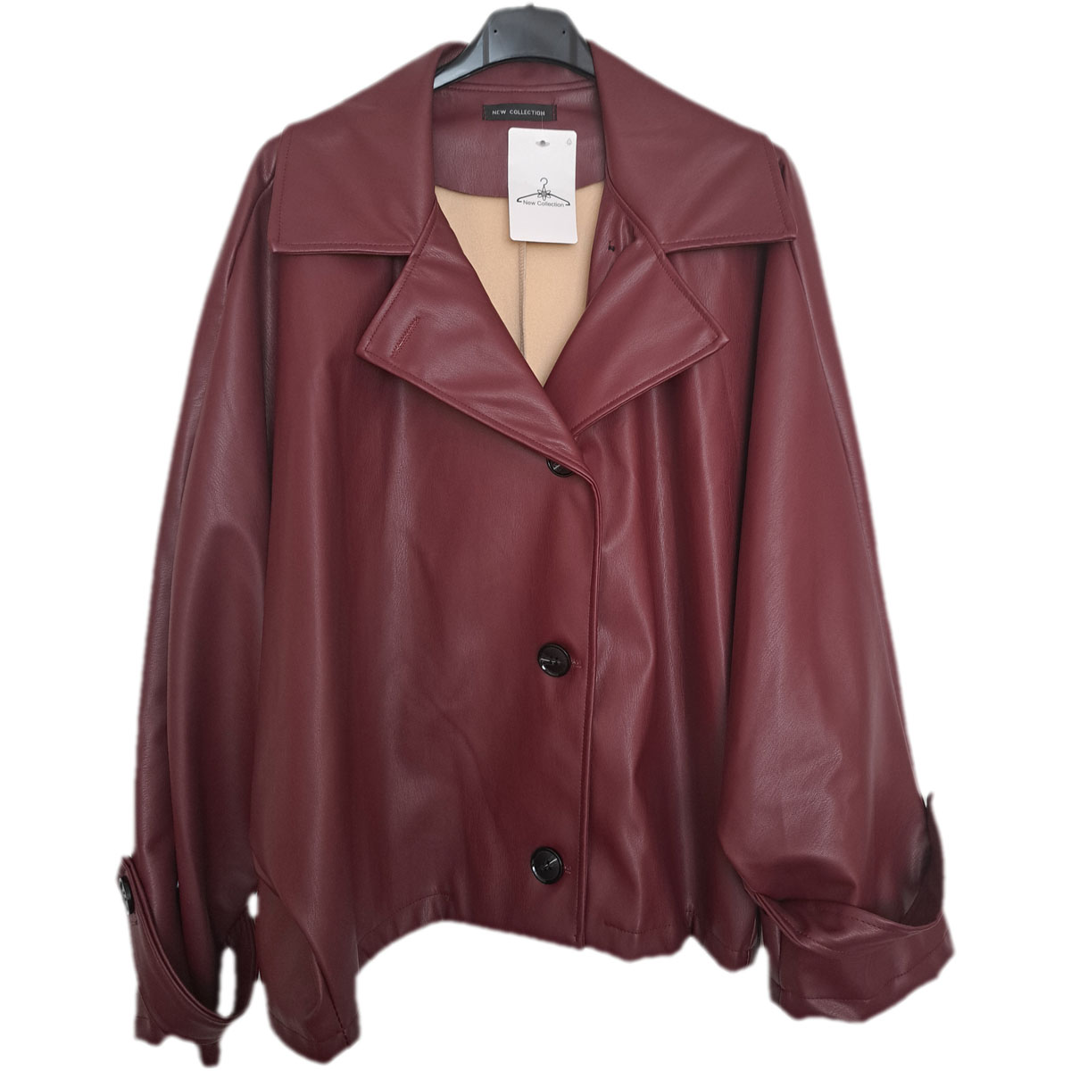Leatherlook jasje bordeauxrood
