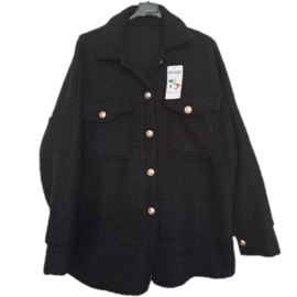 Bouclé jasje XXL zwart
