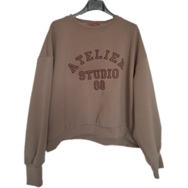 Sweater met tekst taupe