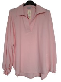 Ruim vallende blouse, kleur roze