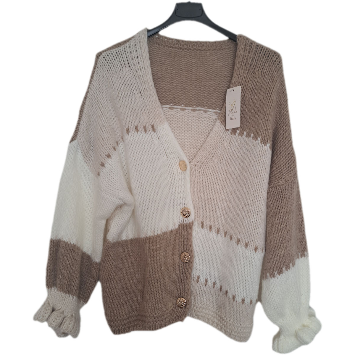 Vest met knopen, verschillende tinten bruin/ecru