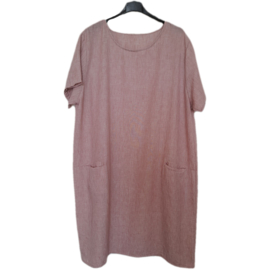 Tuniek-jurk met zakken oud-roze