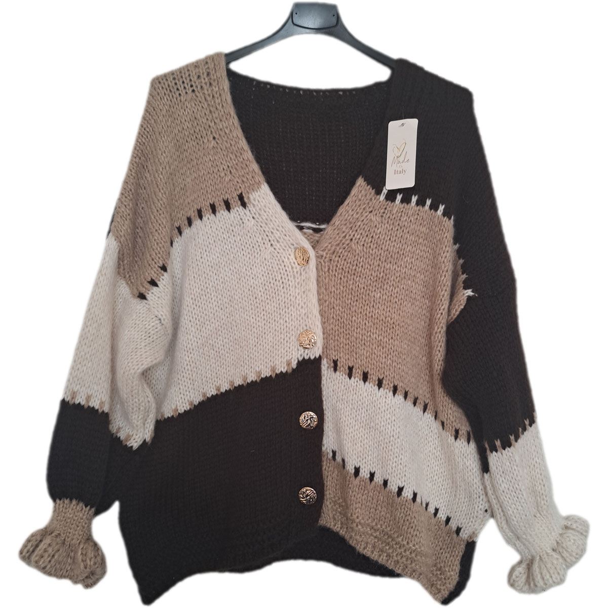 Vest met knopen, verschillende tinten bruin/ecru