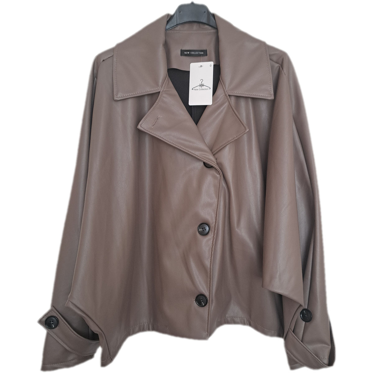 Leatherlook jasje taupe