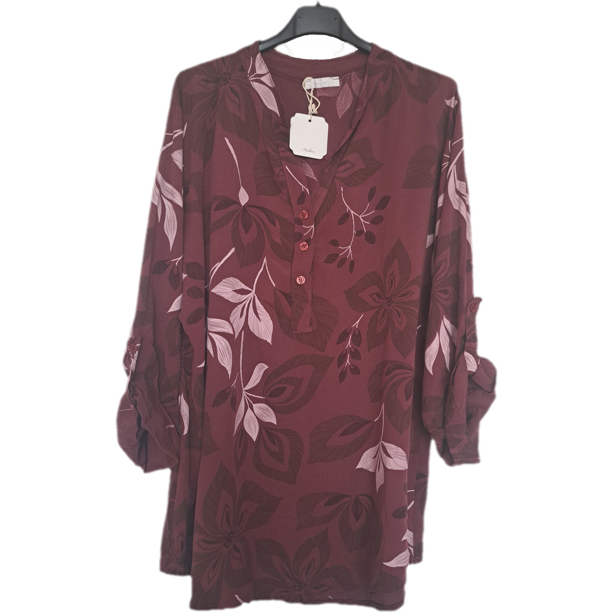 blouse met print bordeauxrood