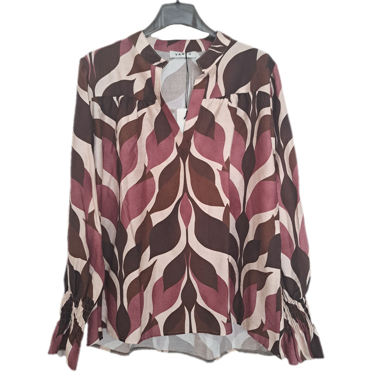 Blouse met print oud-roze, bruin en ecru