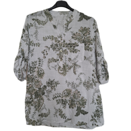 blouse met print wit-groen
