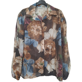 Blouse met print bruin en blauw