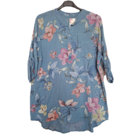 Blouse met print jeansblauw