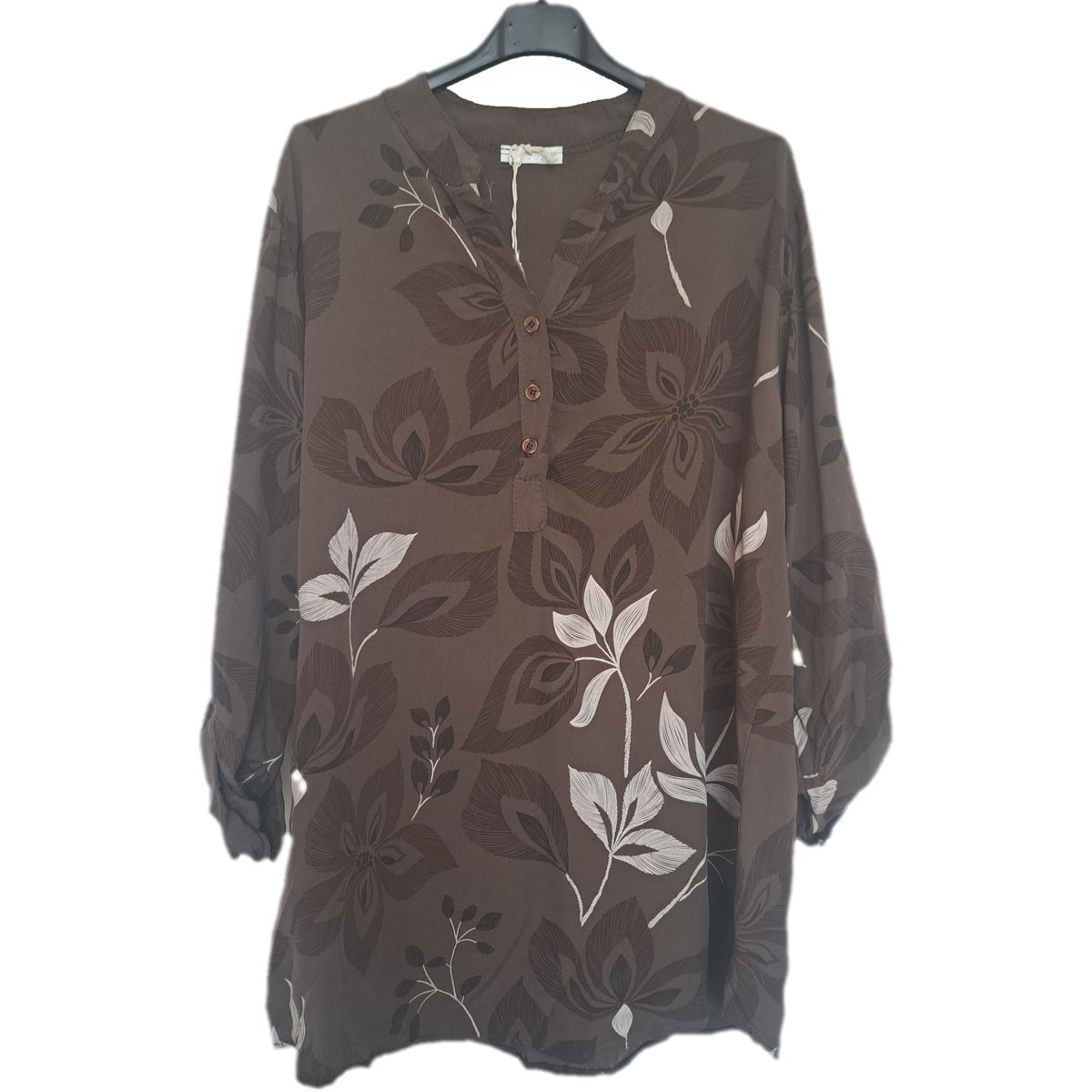 blouse met print bruin
