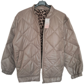 Jasje taupe met pantervoering