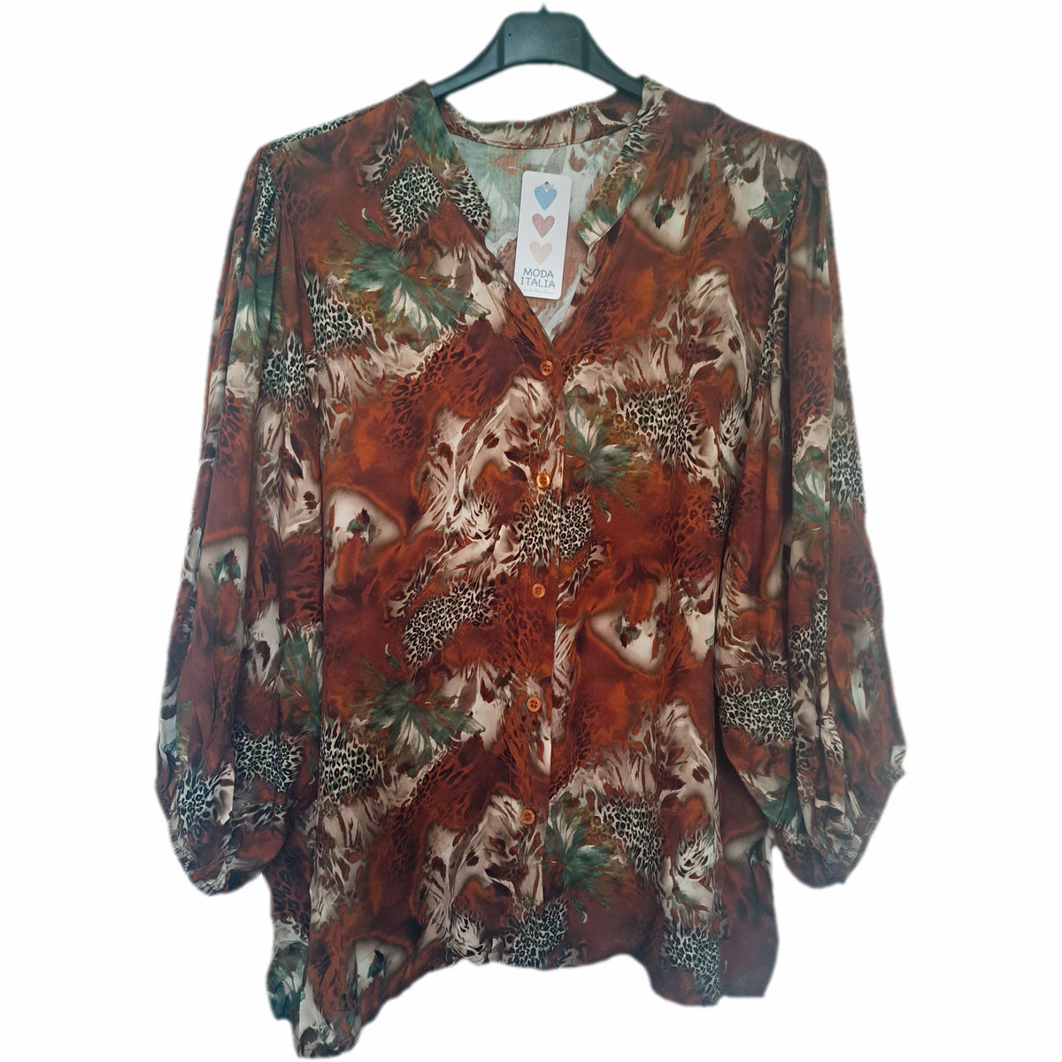 Blouse met knoopsluiting cognacbruin