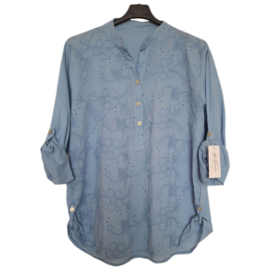 blauwe blouse