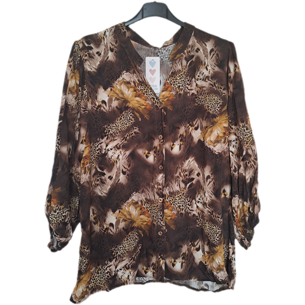 Blouse met knoopsluiting bruin