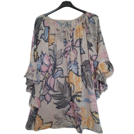 Blouse met print beige