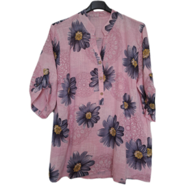 Blouse met print roze