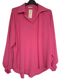 Ruimvallende blouse, kleur fuchsiaroze