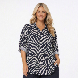 blouse print blauw