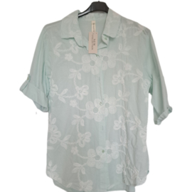 Mint blouse met borduursel