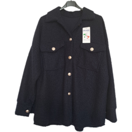 Bouclé jasje XXL donkerblauw
