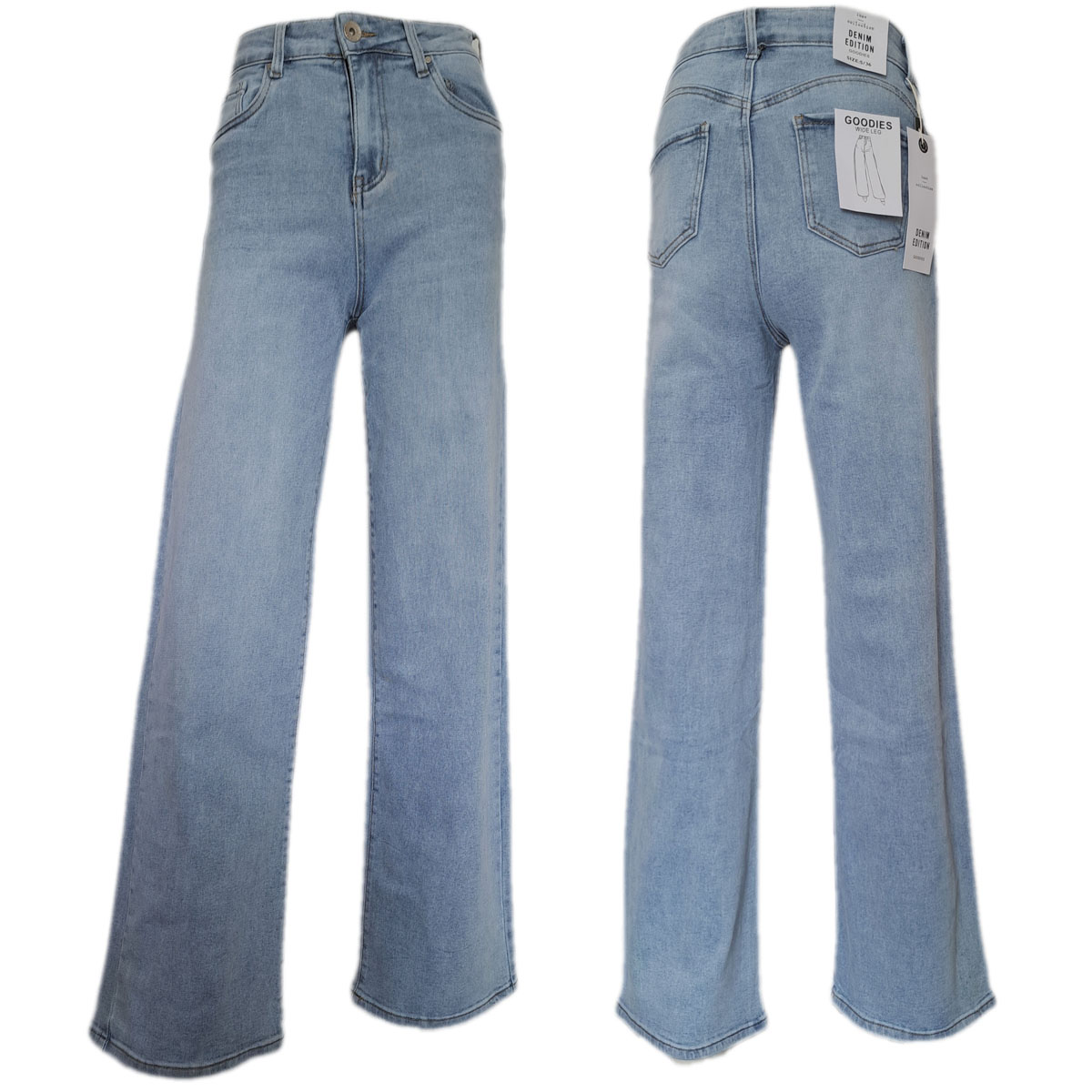 Goodies Wideleg jeans, lichte wassing