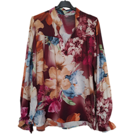 blouse met print bordeauxrood