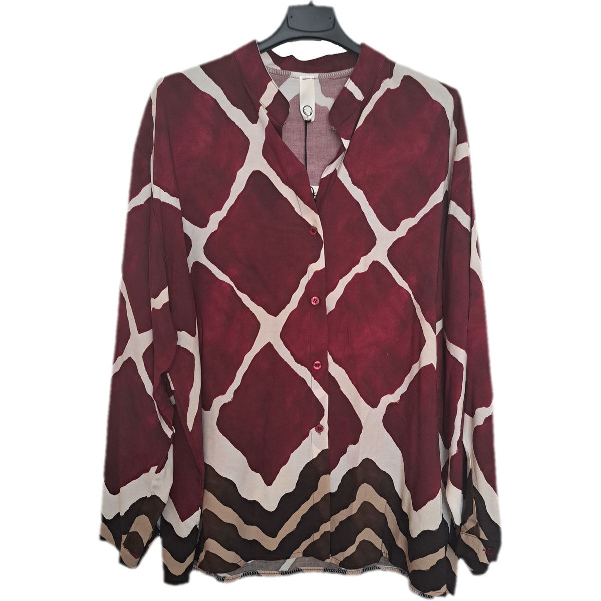blouse met print bordeauxrood