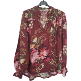 Blouse met print bordeauxrood