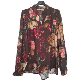 Blouse met print bruin