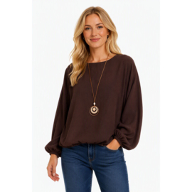 blouse met elastiek in de taille en in de mouwen, in diverse kleuren