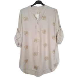 blouse beige met goud