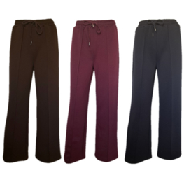 Broek met wijde pijp in drie kleuren