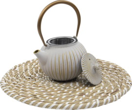 Sakura Tea | Gietijzeren Theepot | 1,1 liter | Wit/Goud