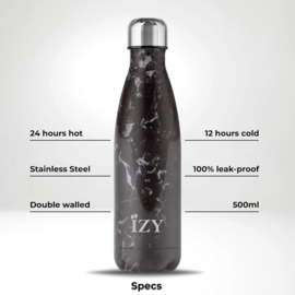 IZY thermosfles | 500 ml | Zwart gemarmerd