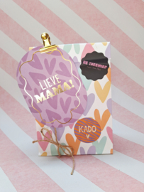 Lieve mama! | Cadeauzakje met sleutelhanger en Chocolade Hart