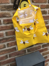gele herbruikbare draagtas met bijenmotief