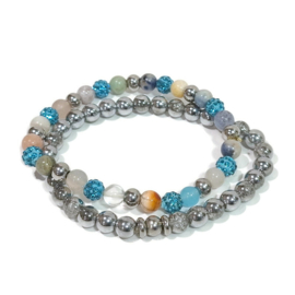 Armband Natuursteen / Stainless Steel - Blauw