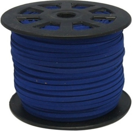 Faux Suede koord Plat - Donker kobaltblauw (dark cobaltblue) 3x1.4mm