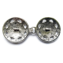 Noorse Sluiting - Rond -  Antiek Zilverkleur - 6.5 x 2.9cm
