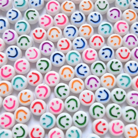 Acryl Smiley Kralen Mix – Kleurrijke platte Ronde Kralen - 20 stuks